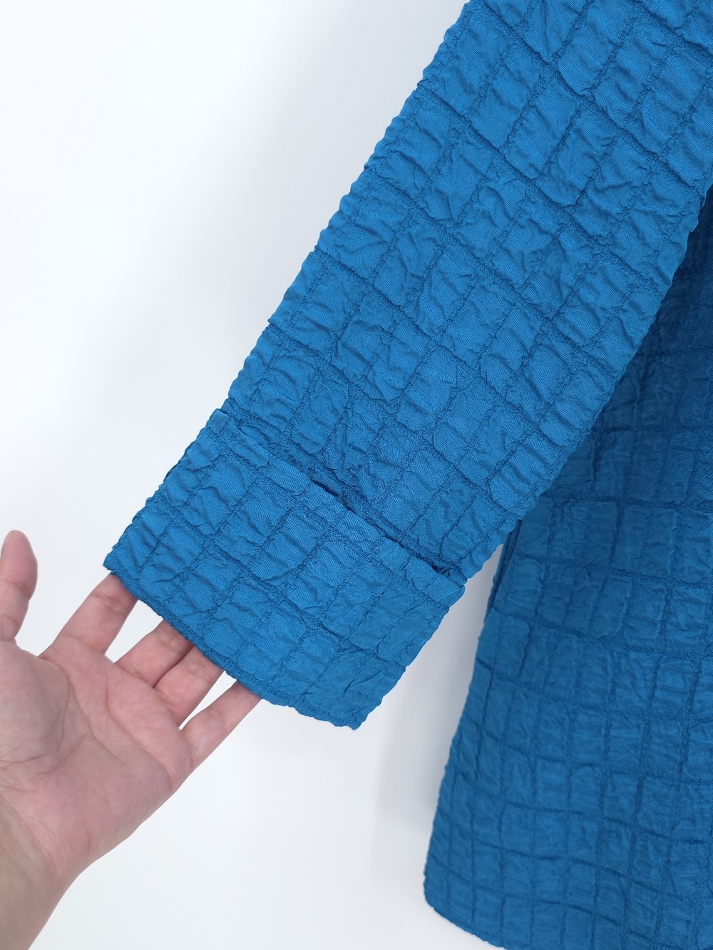IC Collection Jaquard Jacket Single Button Closure Textured Blazer Lagenlook NWT - Picture 6 of 9